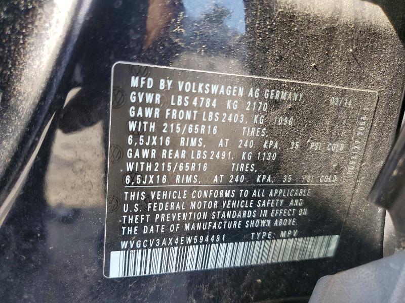 Aukcja sprzedaży 2014 Volkswagen Tiguan, vin: WVGCV3AX4EW594491, numer aukcji: 57410796