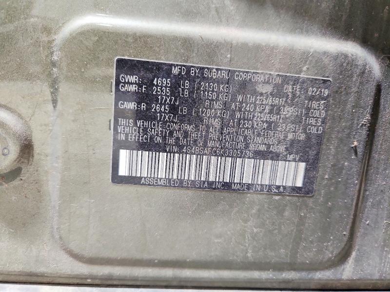 Aukcja sprzedaży 2019 Subaru Outback, vin: 4S4BSAFC6K3305736, numer aukcji: 56765636