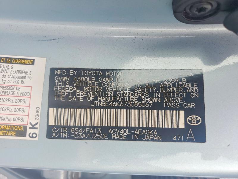 Aukcja sprzedaży 2007 Toyota Camry, vin: JTNBE46K673085067, numer aukcji: 56174936