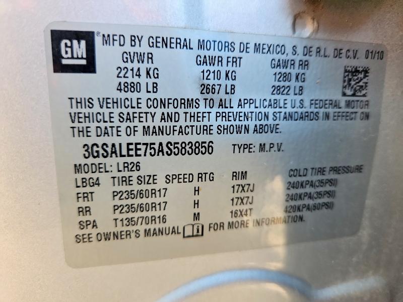 55877296 :رقم المزاد ، 3GSALEE75AS583856 vin ، 2010 Saturn Vue مزاد بيع