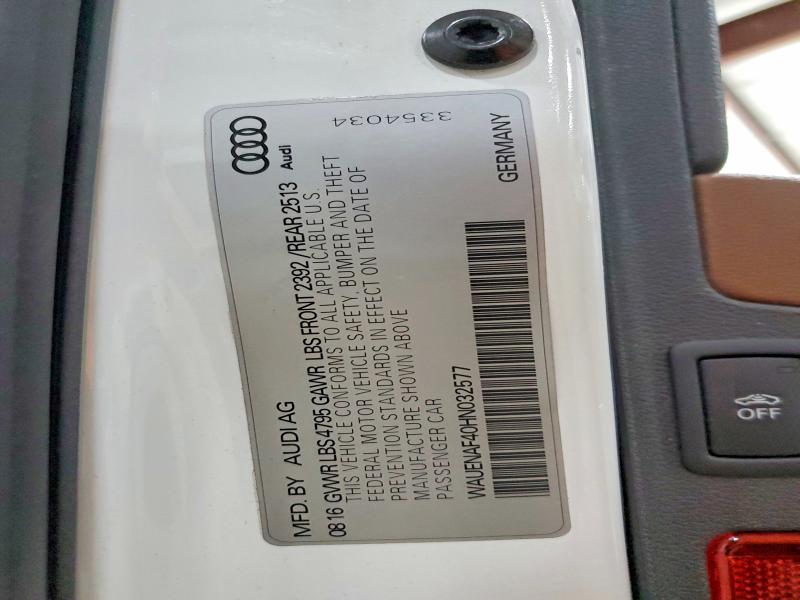 Продажа на аукционе авто 2017 Audi A4, vin: WAUENAF40HN032577, номер лота: 55361916