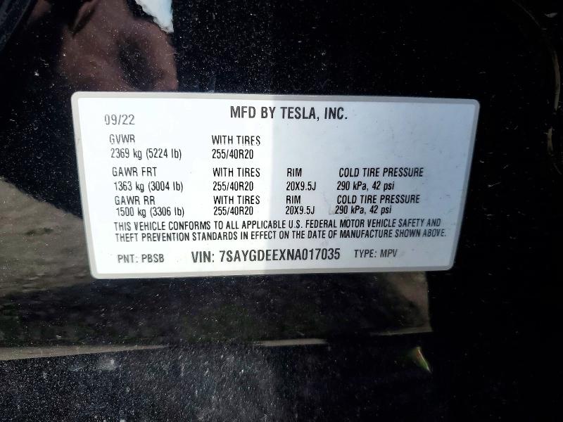 Aukcja sprzedaży 2022 Tesla Model Y, vin: 7SAYGDEEXNA017035, numer aukcji: 58579796