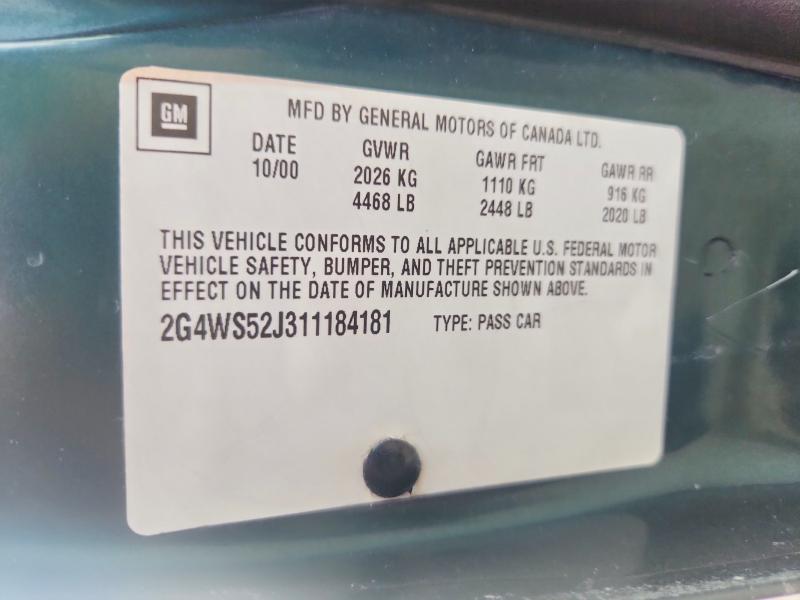 59251756 :رقم المزاد ، 2G4WS52J311184181 vin ، 2001 Buick Century مزاد بيع