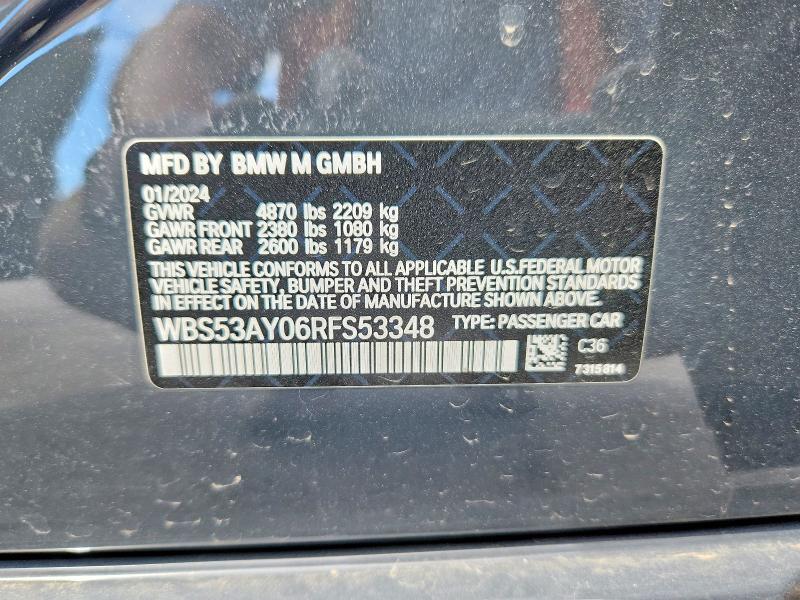 Продаж на аукціоні авто 2024 Bmw M3, vin: WBS53AY06RFS53348, номер лоту: 57693466