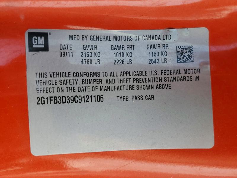 Aukcja sprzedaży 2012 Chevrolet Camaro, vin: 2G1FB3D39C9121106, numer aukcji: 58239466