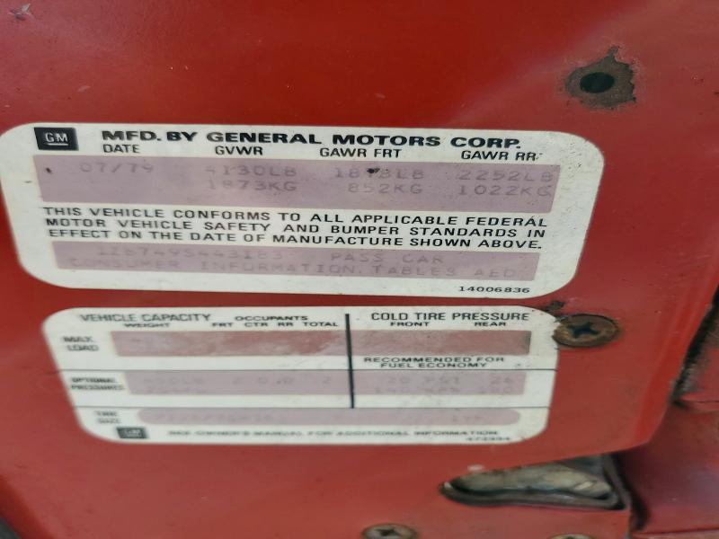 Продажа на аукционе авто 1979 Chevrolet Corvette Rwd, vin: 1Z8749S443183, номер лота: 57343476