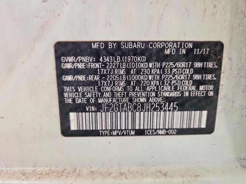 Продажа на аукционе авто 2018 Subaru Crosstrek, vin: JF2GTABC8JH253445, номер лота: 57558506