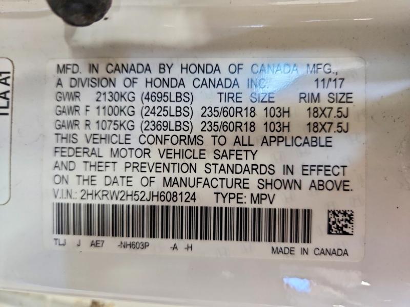 Auction sale of the 2018 Honda Cr-v, vin: 2HKRW2H52JH608124, lot number: 56525556