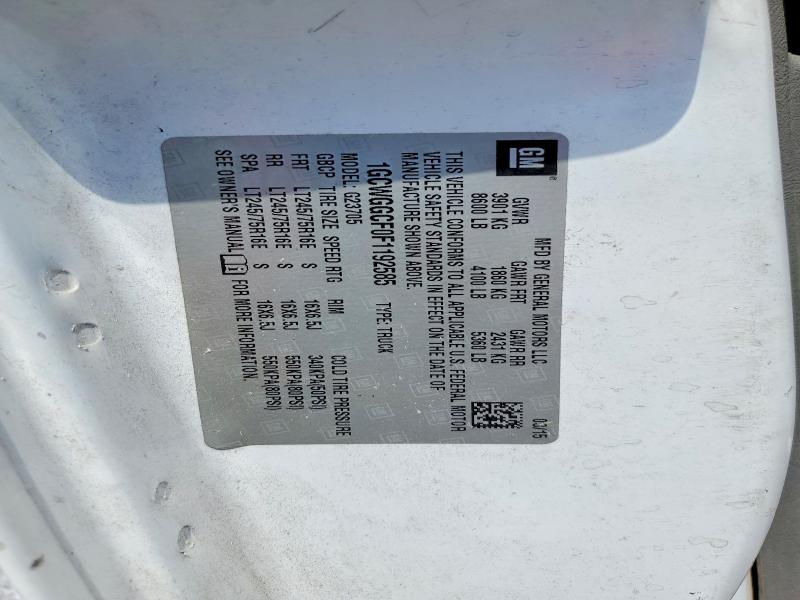 2015 Chevrolet Express G2500 მანქანა იყიდება აუქციონზე, vin: 1GCWGGCF0F1192585, აუქციონის ნომერი: 55913526