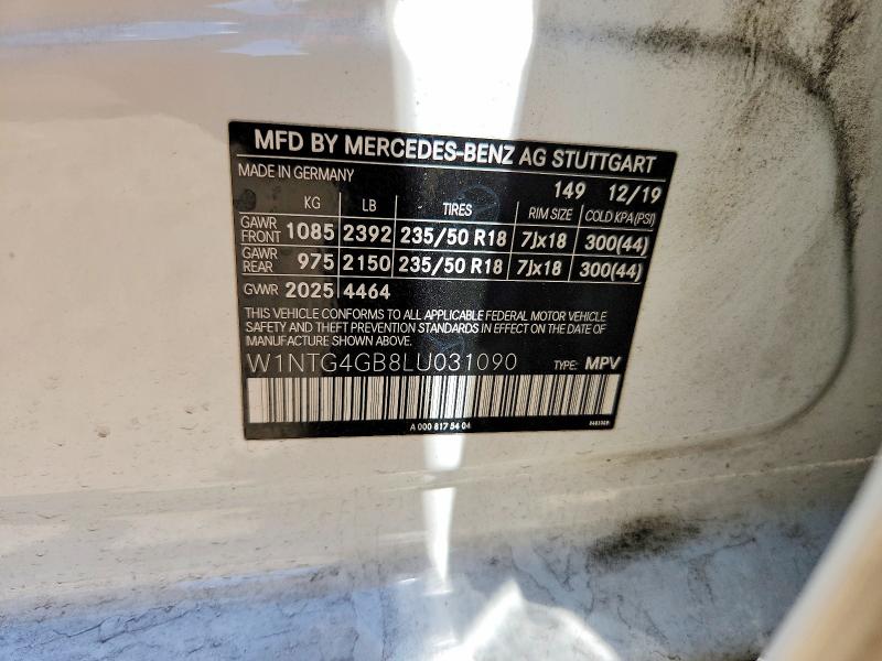 2020 Mercedes-benz Gla მანქანა იყიდება აუქციონზე, vin: W1NTG4GB8LU031090, აუქციონის ნომერი: 57954316