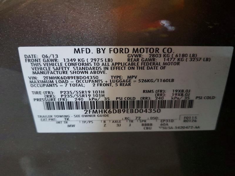 56527226 :رقم المزاد ، 2FMHK6D89EBD04350 vin ، 2014 Ford Flex مزاد بيع