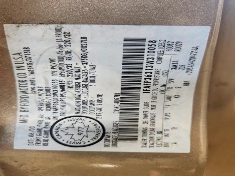 2003 Ford Focus მანქანა იყიდება აუქციონზე, vin: 1FAFP36313W310058, აუქციონის ნომერი: 55277056