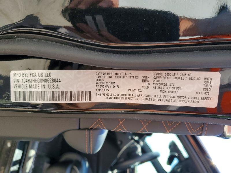 2022 Jeep Grand Cherokee მანქანა იყიდება აუქციონზე, vin: 1C4RJHEG0N8628044, აუქციონის ნომერი: 57545966