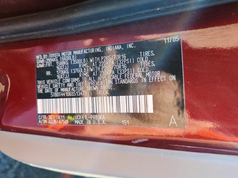 Продажа на аукционе авто 2006 Toyota Tundra, vin: 5TBDT44106S513475, номер лота: 55348046