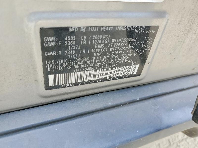 2010 Subaru Outback მანქანა იყიდება აუქციონზე, vin: 4S4BRBKC5A3353993, აუქციონის ნომერი: 58187436