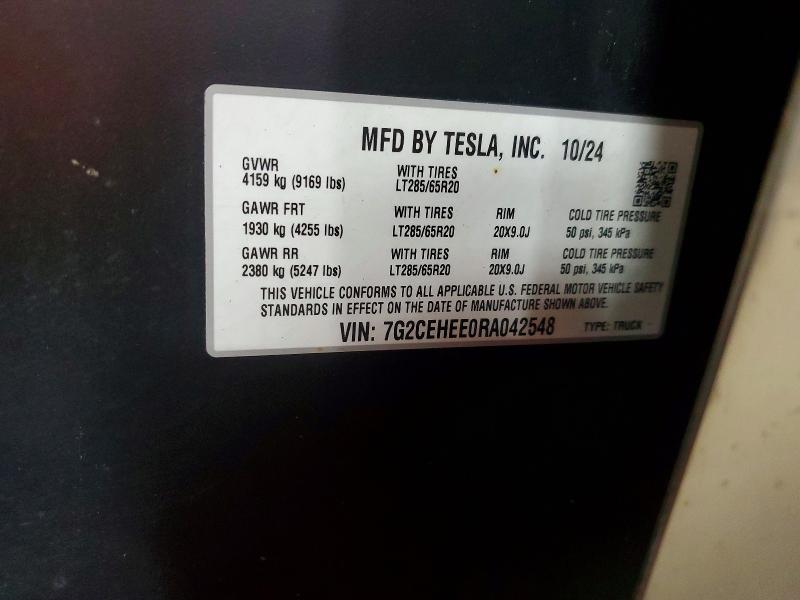 2024 Tesla Cybertruck მანქანა იყიდება აუქციონზე, vin: 7G2CEHEE0RA042548, აუქციონის ნომერი: 57753176