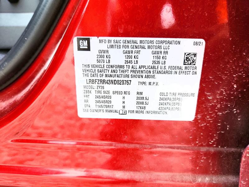 Aukcja sprzedaży 2022 Buick Envision, vin: LRBFZRR43ND020767, numer aukcji: 57083516