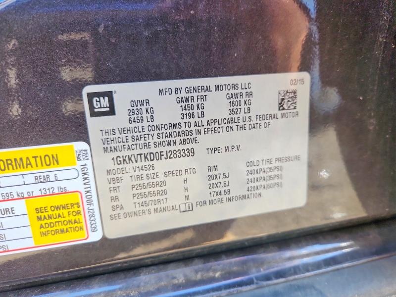 Aukcja sprzedaży 2015 Gmc Acadia, vin: 1GKKVTKD0FJ283339, numer aukcji: 54684836
