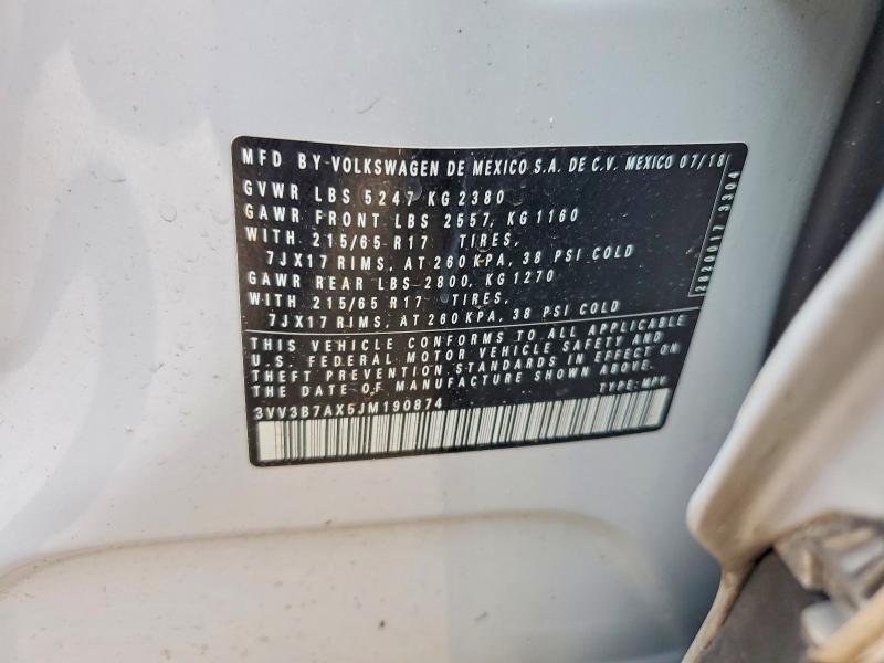 Продаж на аукціоні авто 2018 Volkswagen Tiguan, vin: 3VV3B7AX5JM190874, номер лоту: 56288566