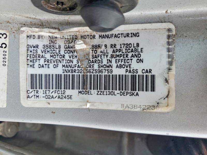 55196866 :رقم المزاد ، 1NXBR32E56Z596759 vin ، 2006 Toyota Corolla مزاد بيع