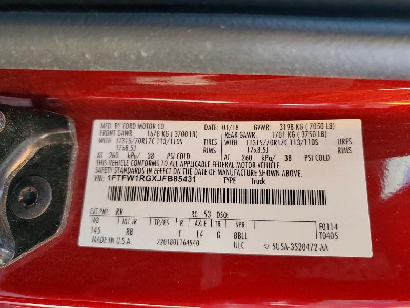 Продаж на аукціоні авто 2018 Ford F150, vin: 1FTFW1RGXJFB85431, номер лоту: 57470836