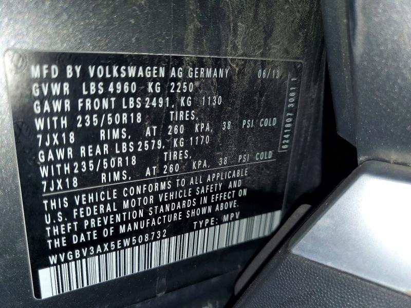 Продажа на аукционе авто 2014 Volkswagen Tiguan, vin: WVGBV3AX5EW508732, номер лота: 55779666