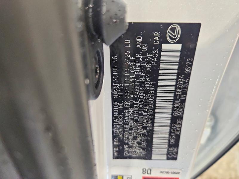 2025 Lexus Es 350 მანქანა იყიდება აუქციონზე, vin: 58AFZ1B19SU218871, აუქციონის ნომერი: 58489336