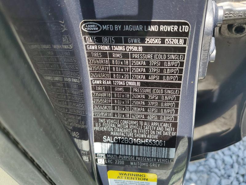 Продаж на аукціоні авто 2016 Land Rover Discovery Sport, vin: SALCT2BG1GH553061, номер лоту: 85624385
