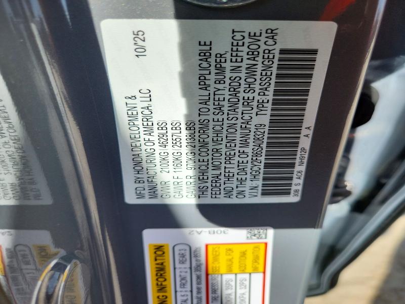 Продажа на аукционе авто 2025 Honda Accord, vin: 1HGCY2F86SA083219, номер лота: 57964516