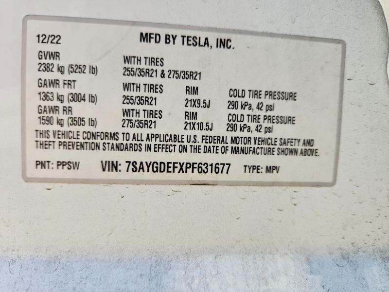 2023 Tesla Model Y მანქანა იყიდება აუქციონზე, vin: 7SAYGDEFXPF631677, აუქციონის ნომერი: 56808906