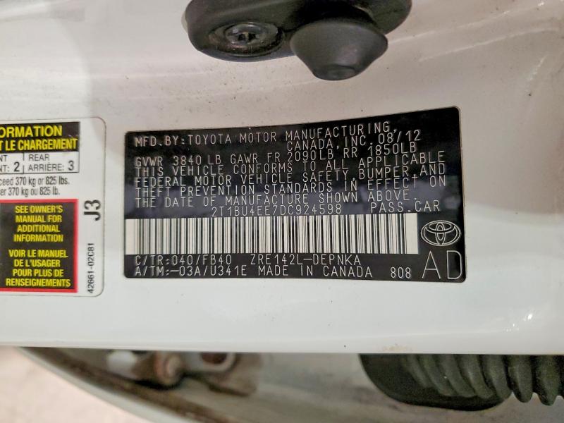 Aukcja sprzedaży 2013 Toyota Corolla, vin: 2T1BU4EE7DC924598, numer aukcji: 54987356