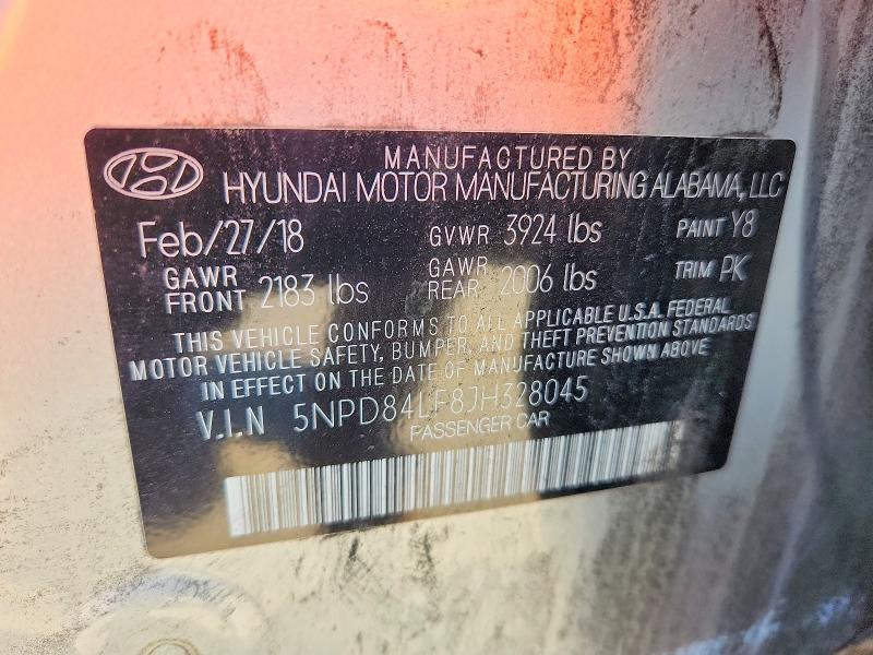 Продажа на аукционе авто 2018 Hyundai Elantra, vin: 5NPD84LF8JH328045, номер лота: 57563926