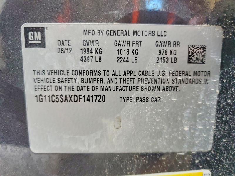 Aukcja sprzedaży 2013 Chevrolet Malibu, vin: 1G11C5SAXDF141720, numer aukcji: 56065536