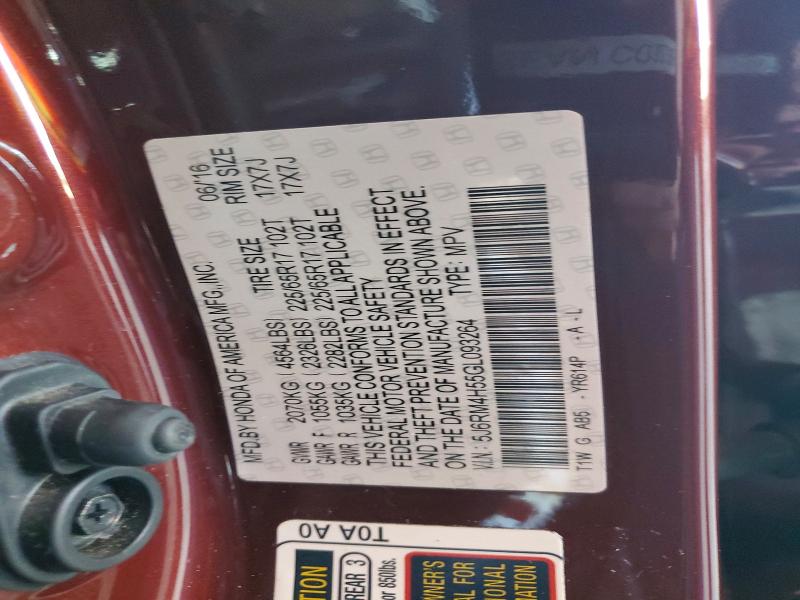 Aukcja sprzedaży 2016 Honda Cr-v, vin: 5J6RM4H55GL093264, numer aukcji: 56241296