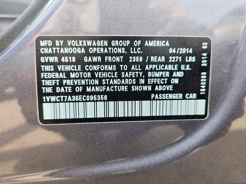 Продаж на аукціоні авто 2014 Volkswagen Passat, vin: 1VWCT7A35EC095356, номер лоту: 58317616