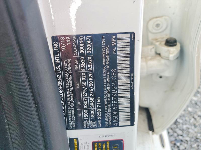 57310726 :رقم المزاد ، 4JGDF6EE7KB220388 vin ، 2019 Mercedes-benz Gls مزاد بيع