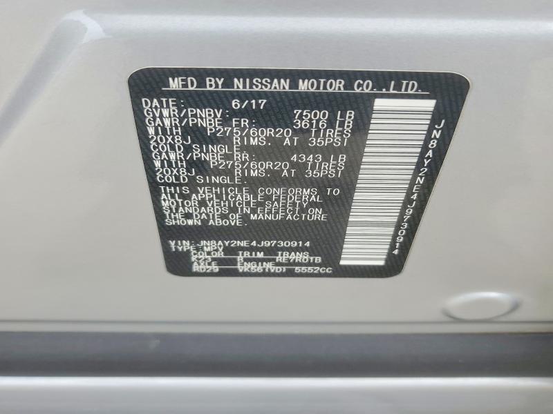 2018 Nissan Armada მანქანა იყიდება აუქციონზე, vin: JN8AY2NE4J9730914, აუქციონის ნომერი: 58747056