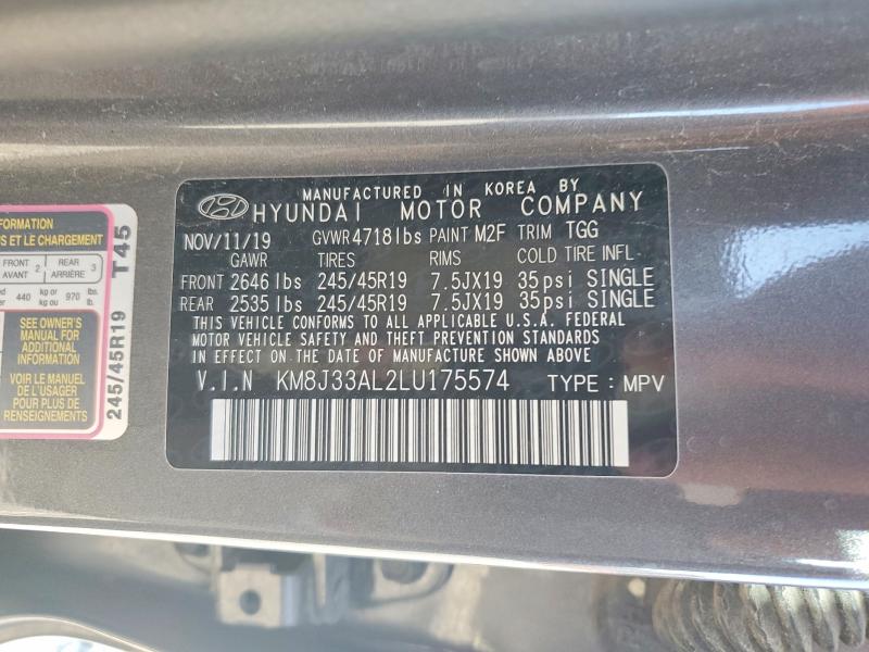 Aukcja sprzedaży 2020 Hyundai Tucson, vin: KM8J33AL2LU175574, numer aukcji: 58066746
