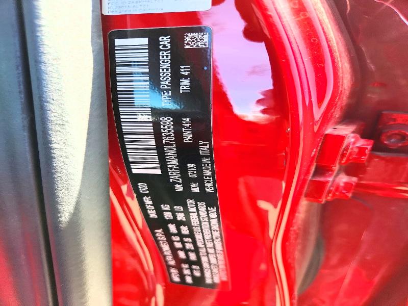Продаж на аукціоні авто 2020 Alfa Romeo Giulia, vin: ZARFAMAN0L7635598, номер лоту: 55472096