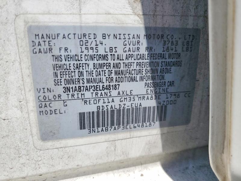 Продаж на аукціоні авто 2014 Nissan Sentra, vin: 3N1AB7AP3EL648187, номер лоту: 58148436
