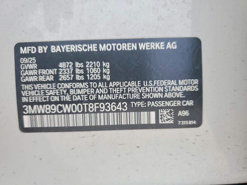 55140766 :رقم المزاد ، 3MW89CW00T8F93643 vin ، 2026 Bmw 330xi مزاد بيع