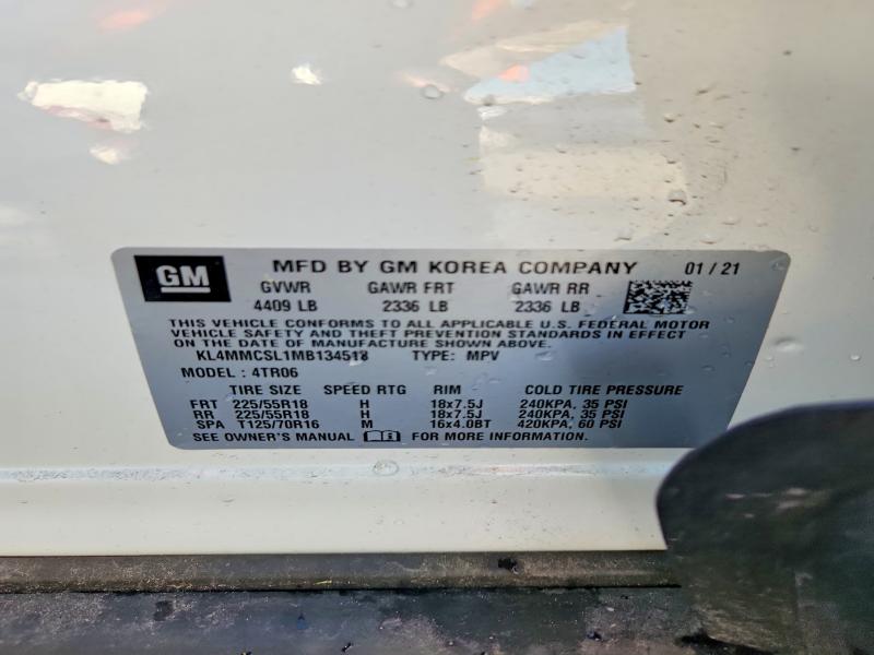 57576026 :رقم المزاد ، KL4MMCSL1MB134518 vin ، 2021 Buick Encore Gx مزاد بيع