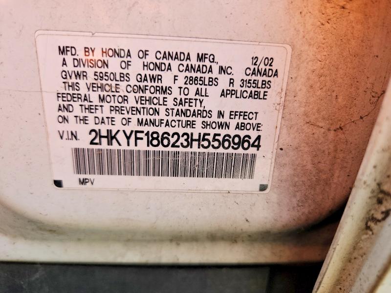 Aukcja sprzedaży 2003 Honda Pilot, vin: 2HKYF18623H556964, numer aukcji: 58772916