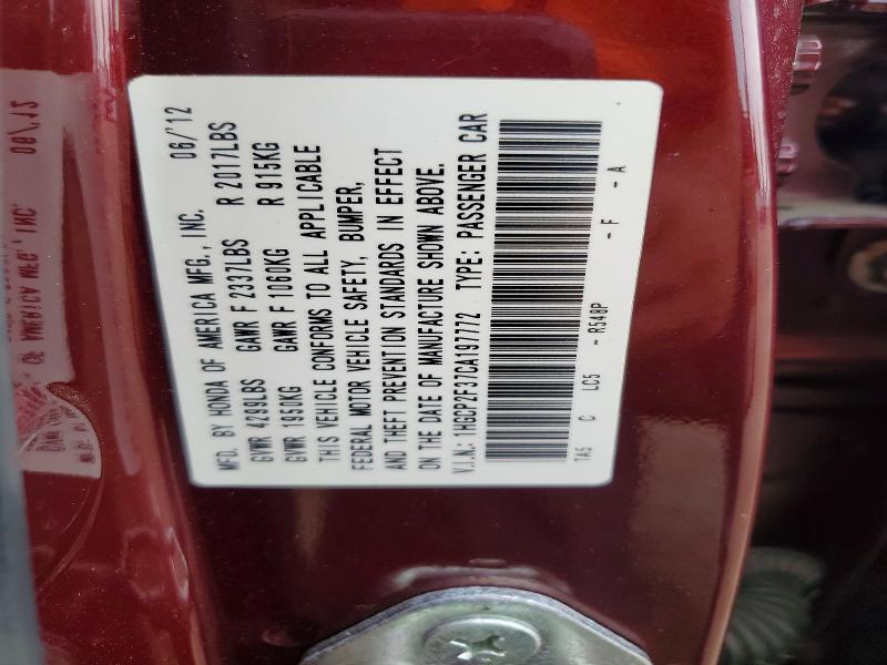 57400176 :رقم المزاد ، 1HGCP2F37CA197772 vin ، 2012 Honda Accord مزاد بيع