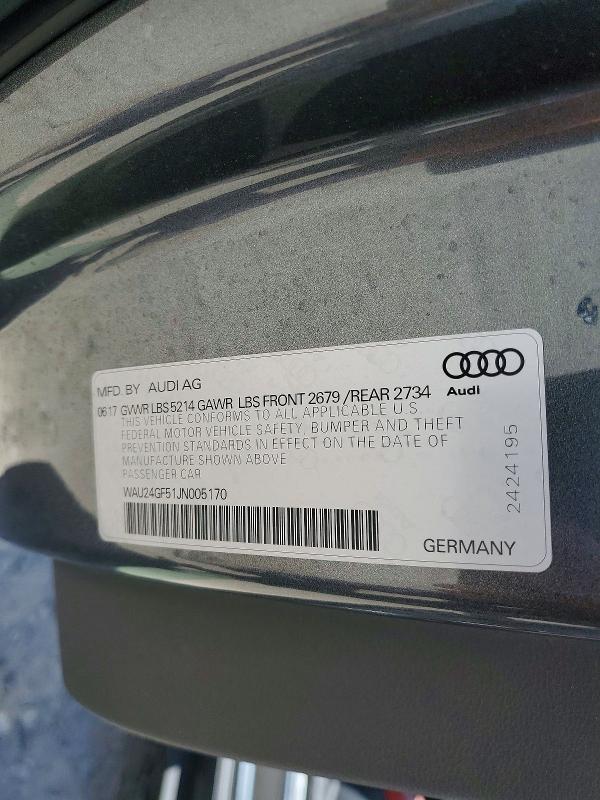 Продажа на аукционе авто 2018 Audi S5, vin: WAU24GF51JN005170, номер лота: 57225276