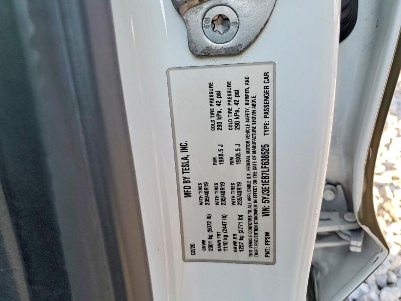 Продажа на аукционе авто 2020 Tesla Model 3, vin: 5YJ3E1EB7LF638525, номер лота: 57934796