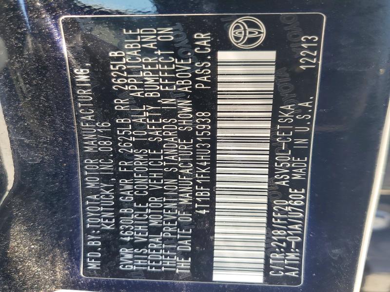 Продаж на аукціоні авто 2017 Toyota Camry, vin: 4T1BF1FK4HU315938, номер лоту: 58151486