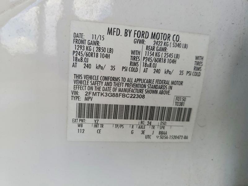 2015 Ford Edge მანქანა იყიდება აუქციონზე, vin: 2FMTK3G88FBC22308, აუქციონის ნომერი: 59086056