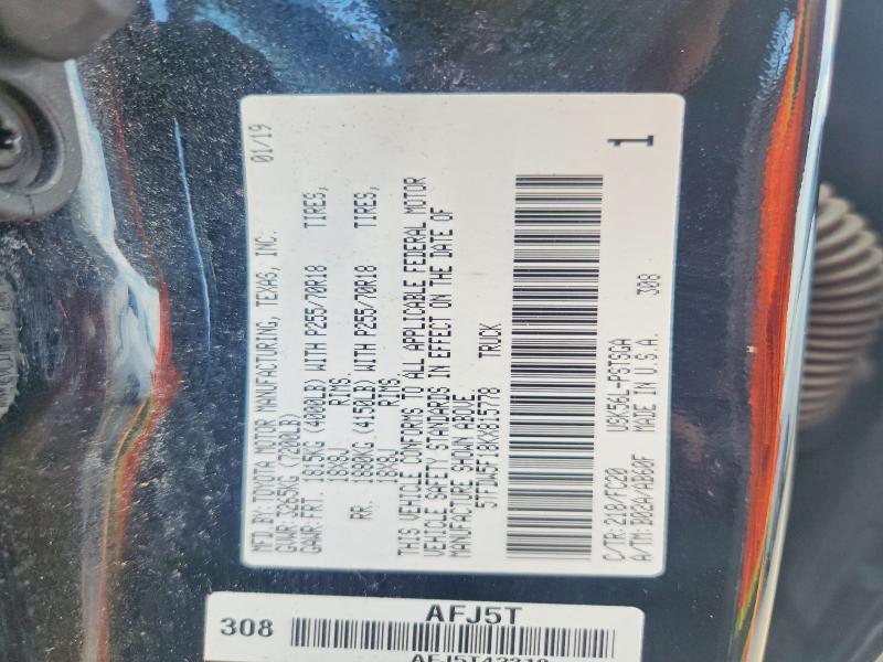 Aukcja sprzedaży 2019 Toyota Tundra, vin: 5TFDW5F18KX815778, numer aukcji: 57088586