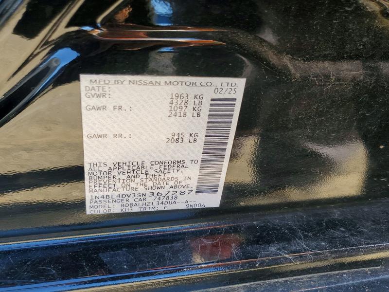 55423696 :رقم المزاد ، 1N4BL4DV3SN367287 vin ، 2025 Nissan Altima مزاد بيع